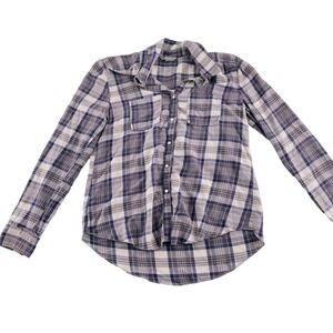 Rubbish Womens Plaid Long Sleeve Button-Up Shirt size Medium